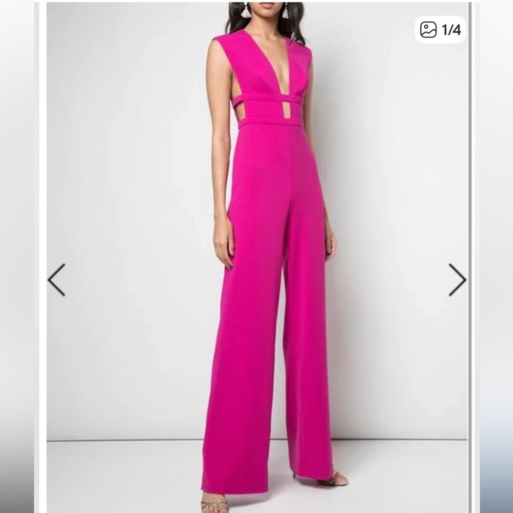 Express - Bright Pink Sleeveless Jumpsuit with V-Neck Cutouts - NWT - Size S